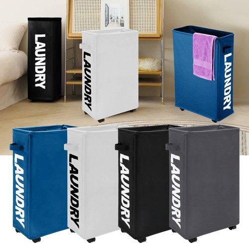 Laundry basket slim rolling - slim, on