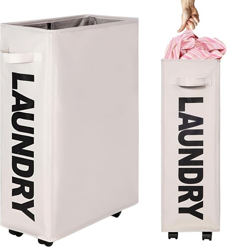 Rolling laundry basket beige - rolling, |